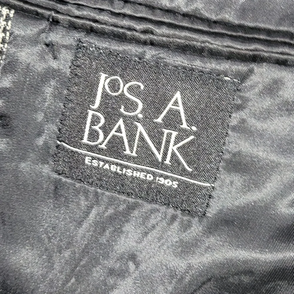 Jos. A. Bank Sport Coat 48R Portly Silk Wool Houndstooth Blazer Brown Black 7488